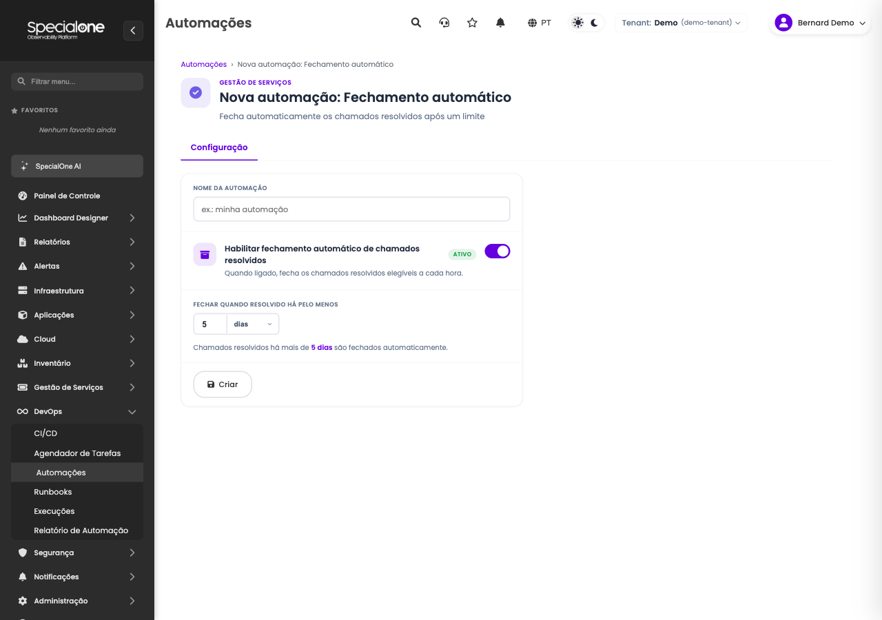 Configuração do auto-fechamento