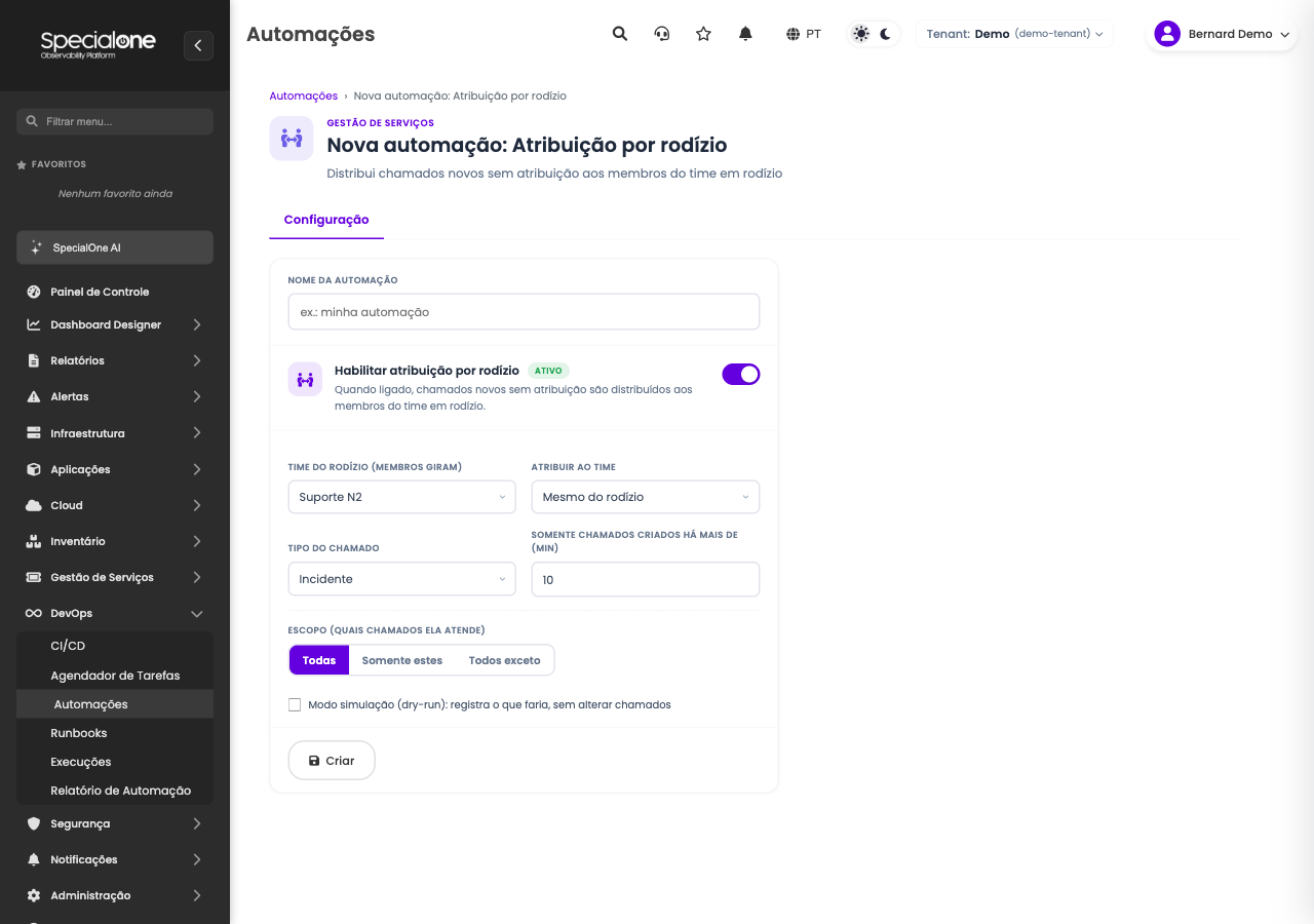 Configuração da atribuição por rodízio