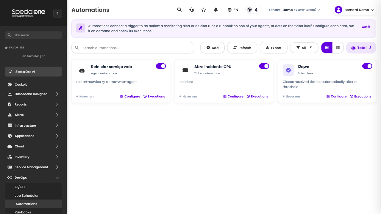 Automation list as cards