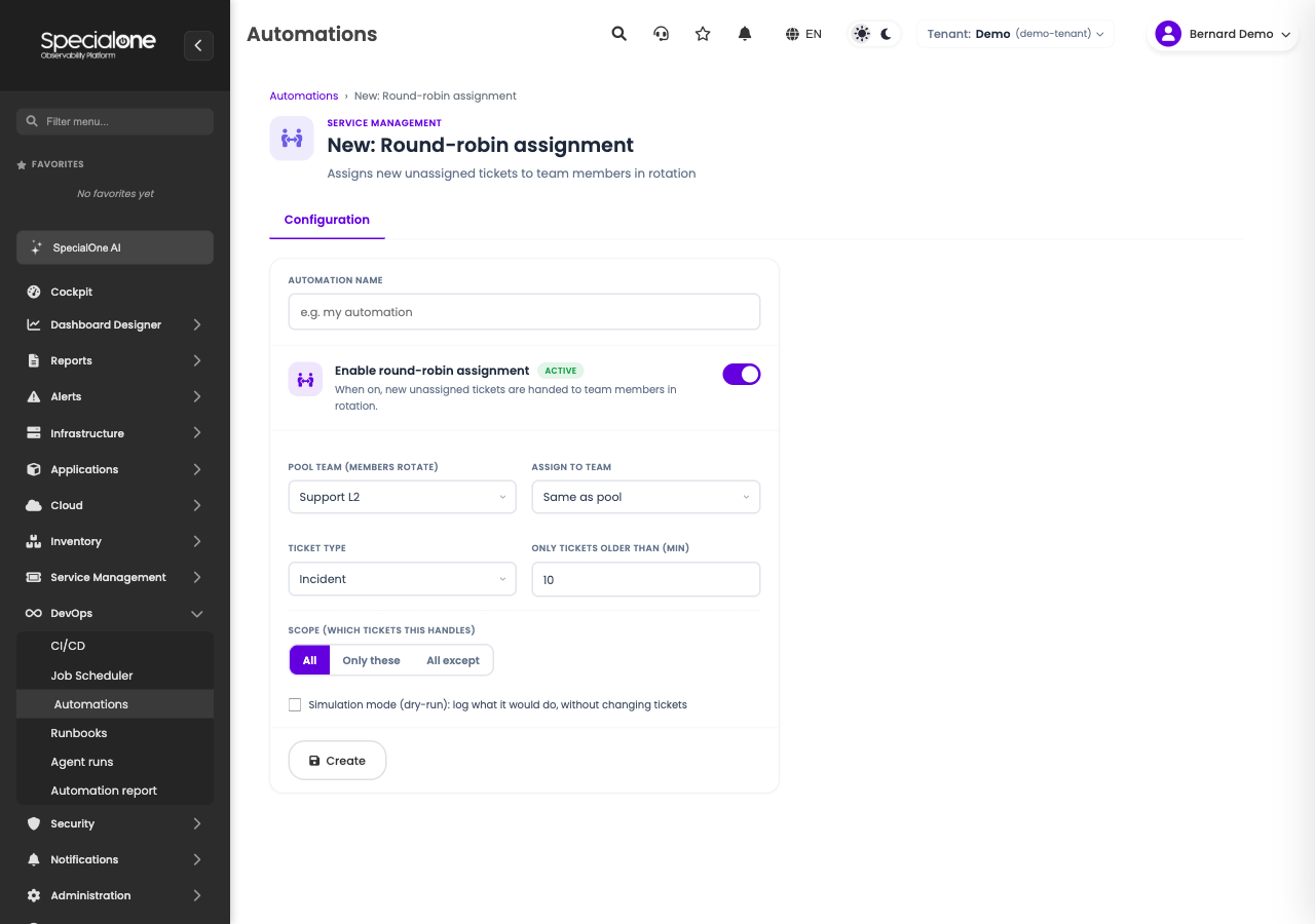 Round-robin assignment configuration